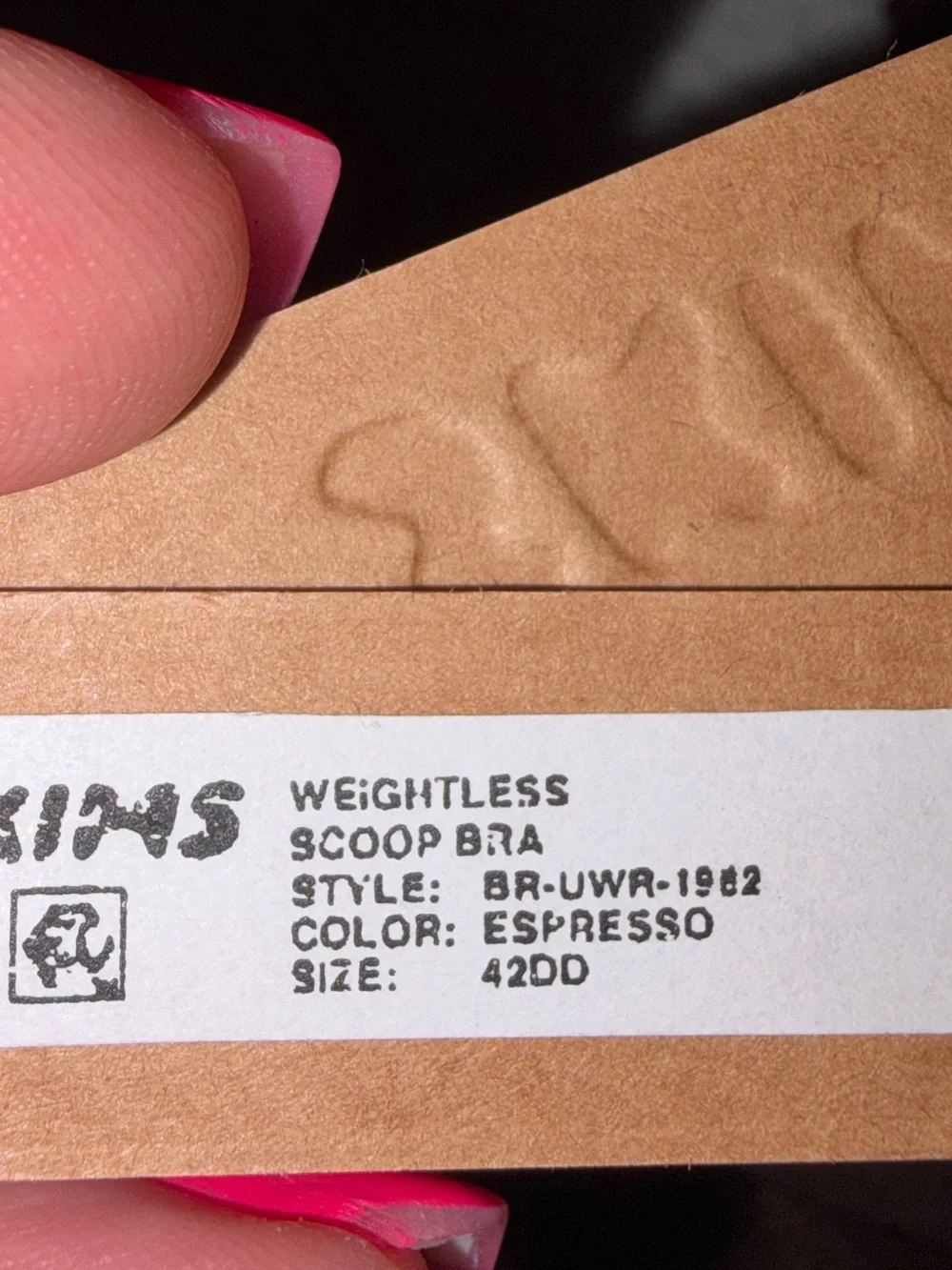 NWT Skims Weightless Scoop Bra espresso Sz 42DD